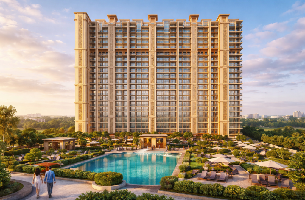 Luxury Mivan construction apartments at Maxvel Alvisa Rohini Sector 32 Delhi with modern towers, balconies, and landscaped amenities